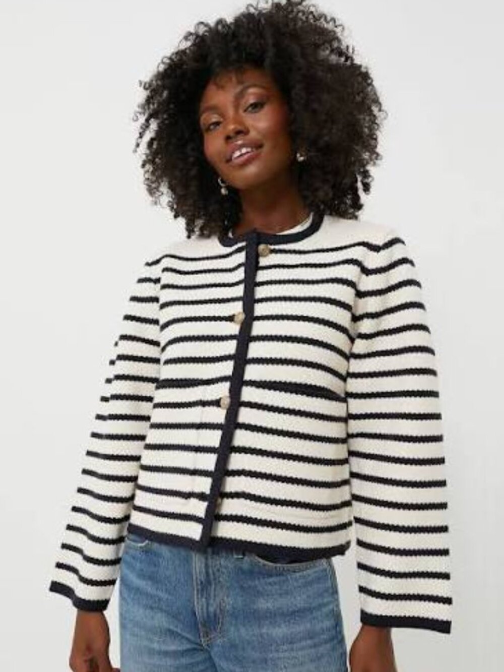 Moon River Navy Striped Cardigan